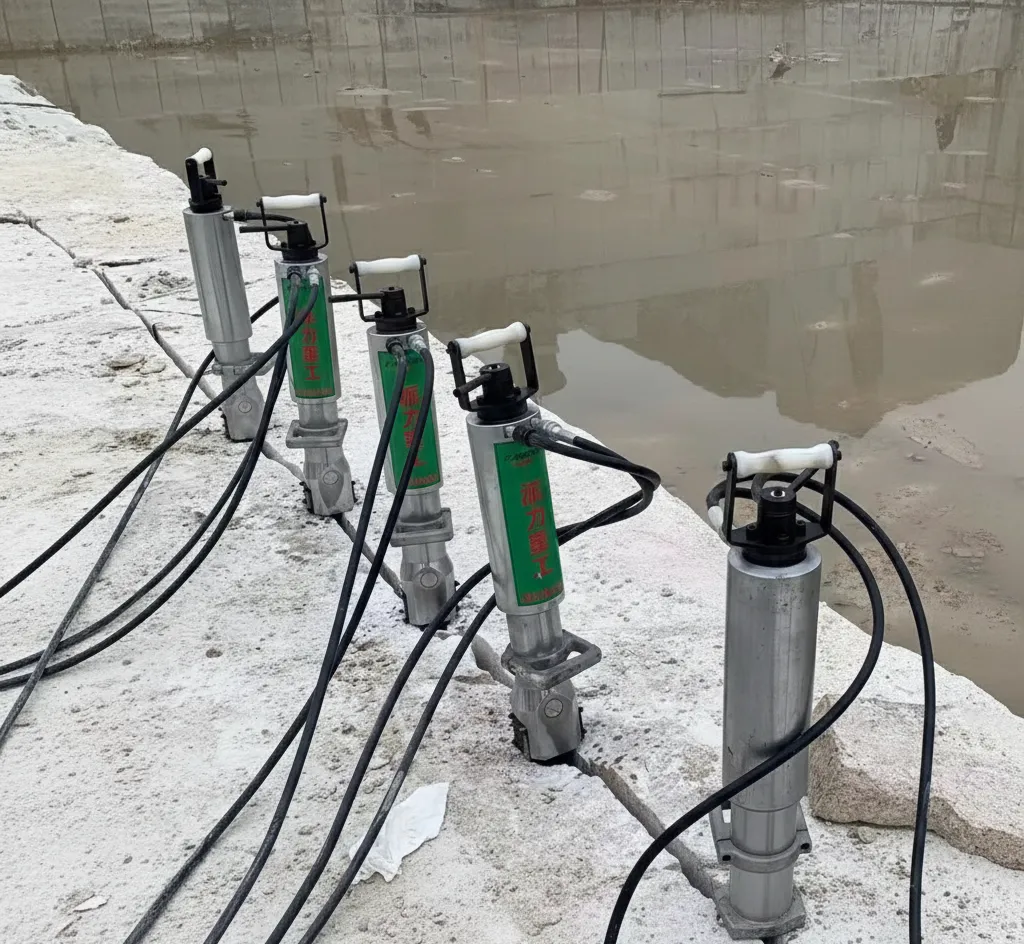 Divisor hidráulico fracturando roca